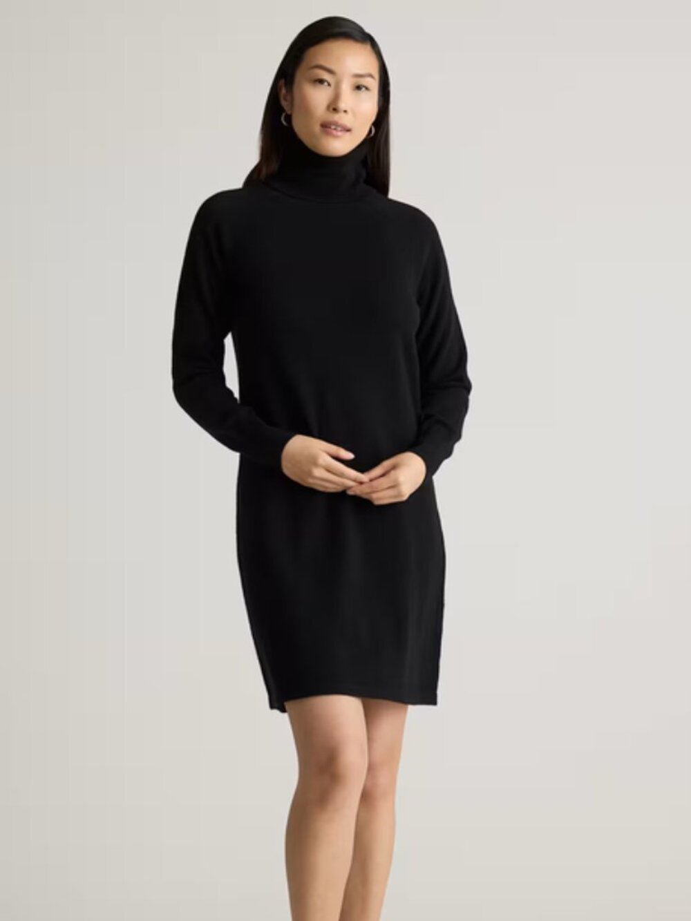 Quince Mongolian Cashmere Turtleneck Sweater Dress Black New With Tags